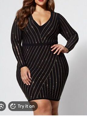 Fashion To Figure SZ 2 Bodycon Stretch Dress Rhinestones